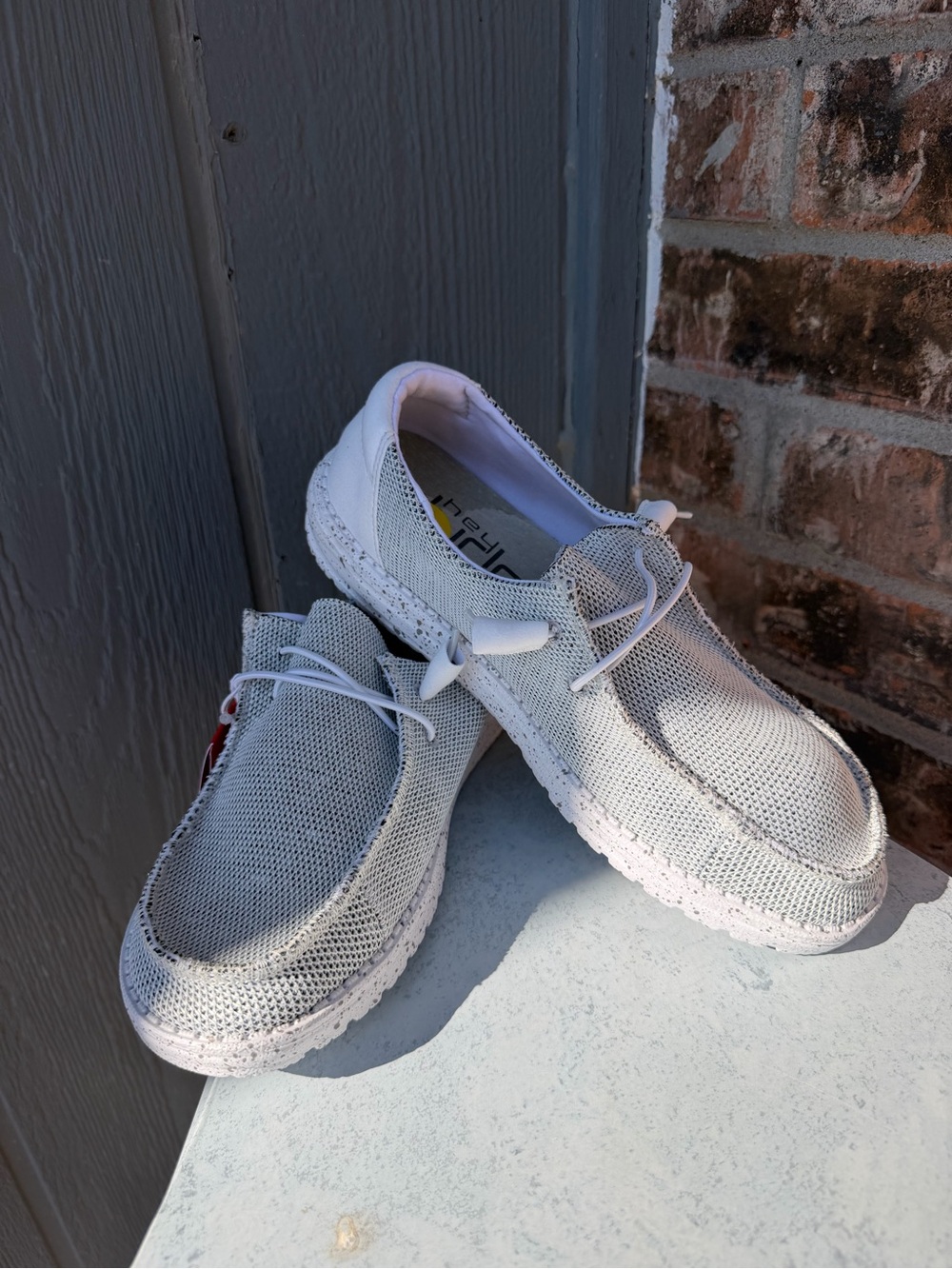 Hey Dude Light Gray Knit Slip-On Loafers